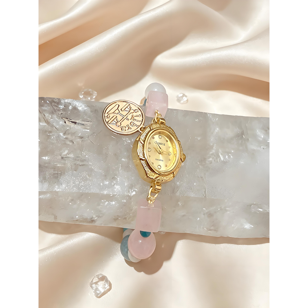 Libra Rose Quartz & Aquamarine Energy Watch
