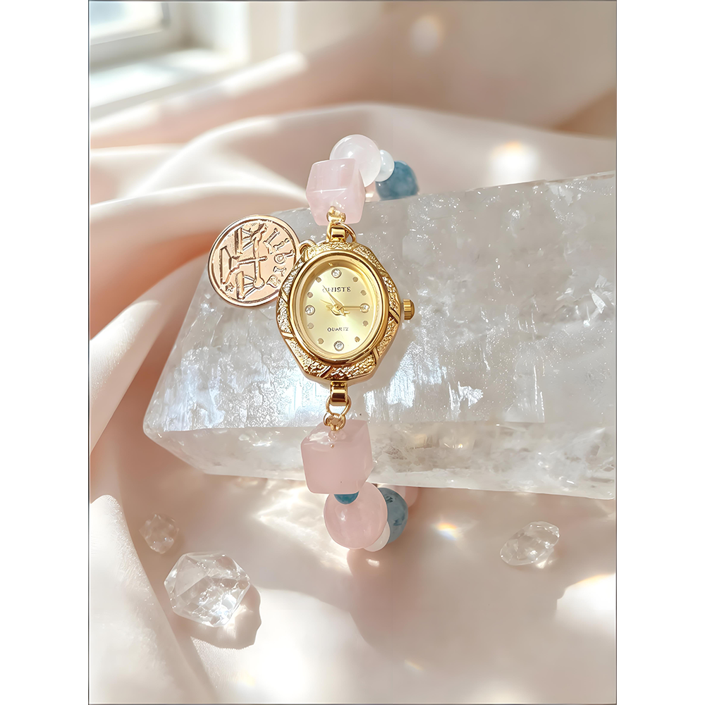 Libra Rose Quartz & Aquamarine Energy Watch