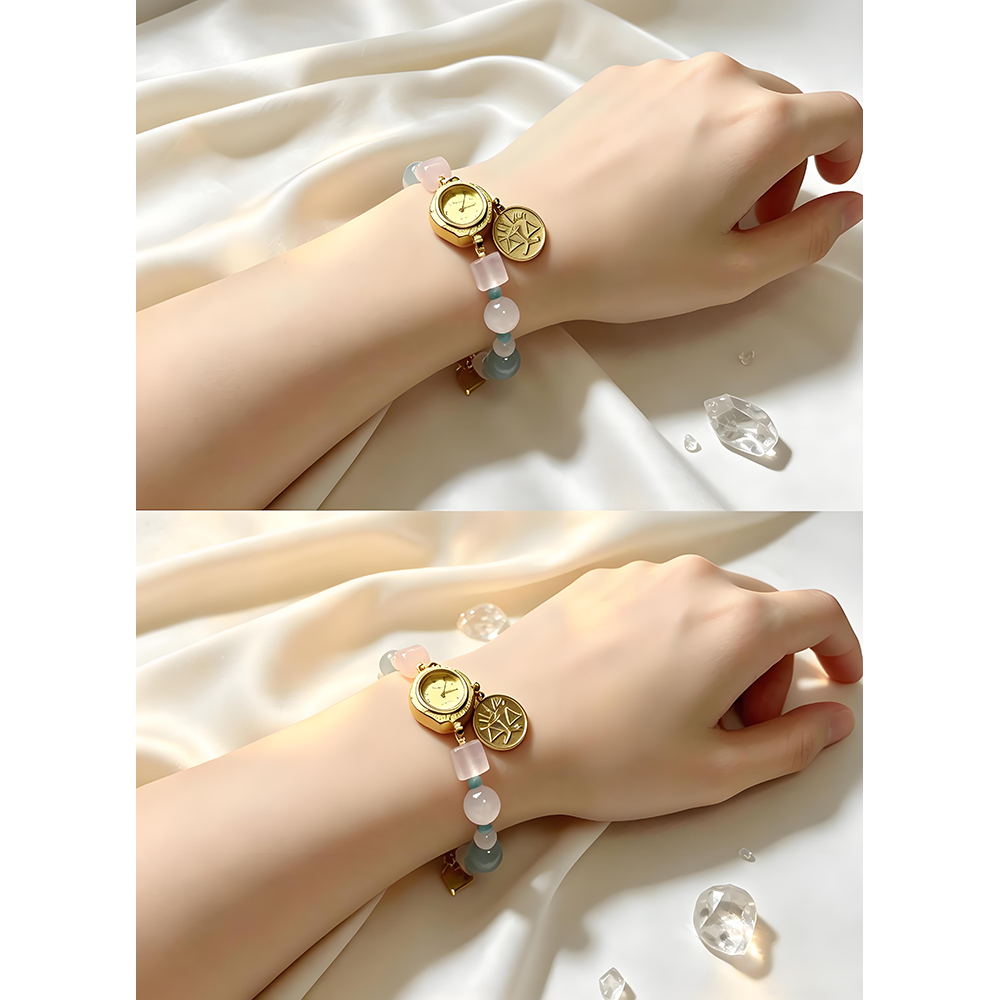 Libra Rose Quartz & Aquamarine Energy Watch
