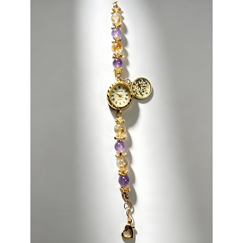 Leo Crystal Energy Watch with Amethyst & Citrine