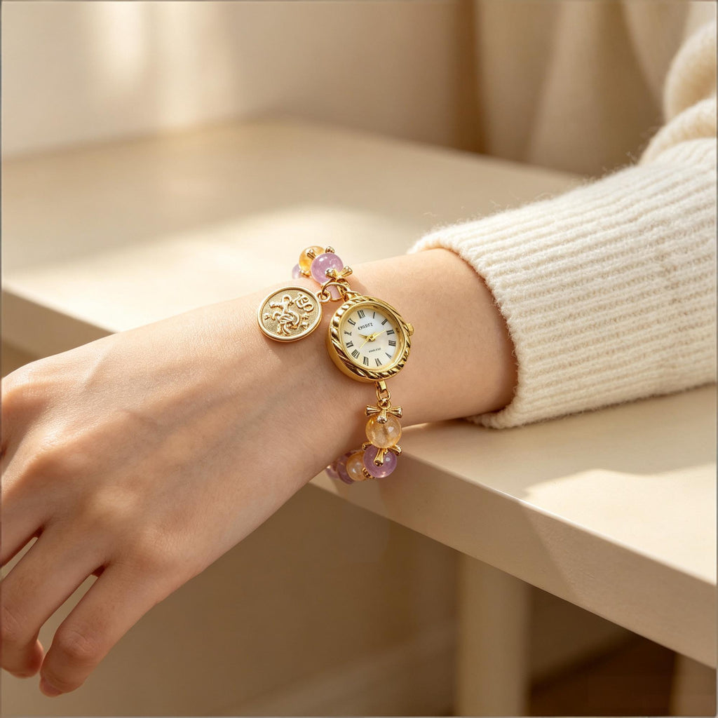 Leo Crystal Energy Watch with Amethyst & Citrine