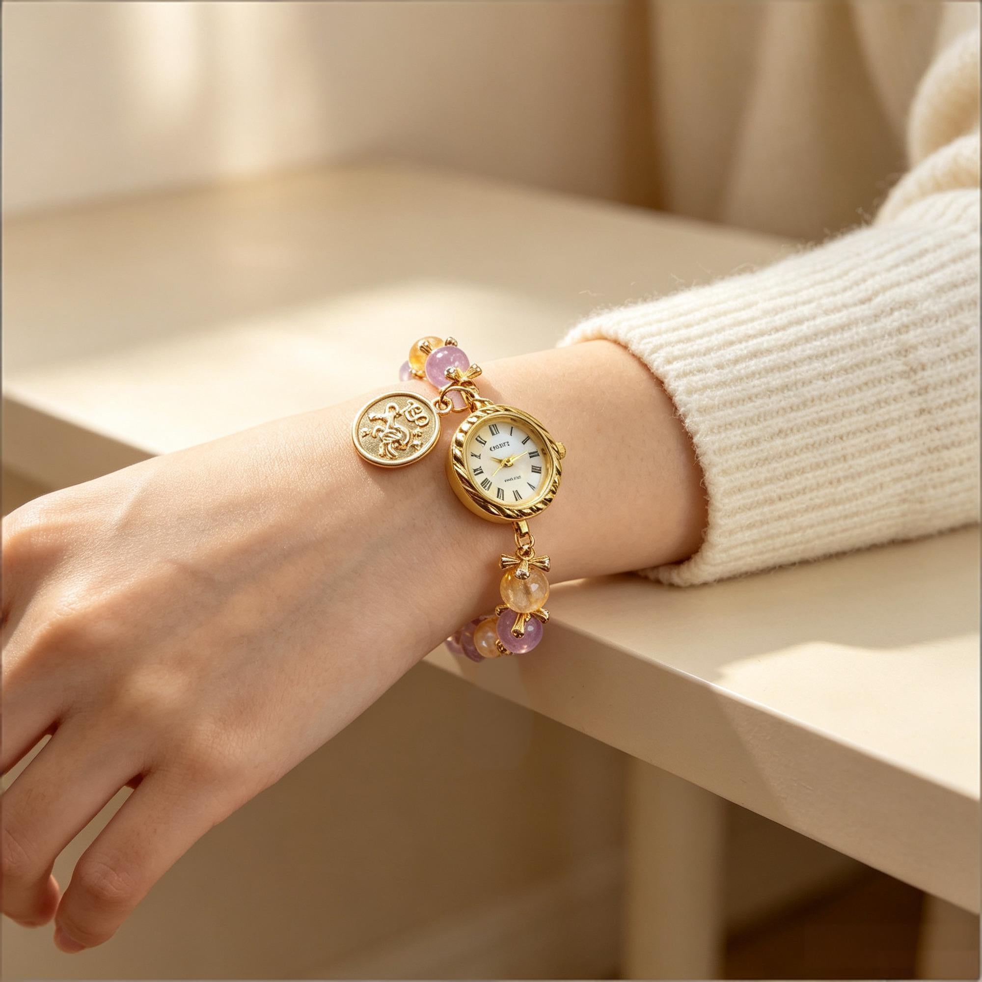 Leo Crystal Energy Watch with Amethyst & Citrine