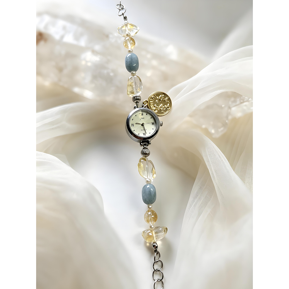 Gemini Crystal Energy Watch with Citrine & Aquamarine