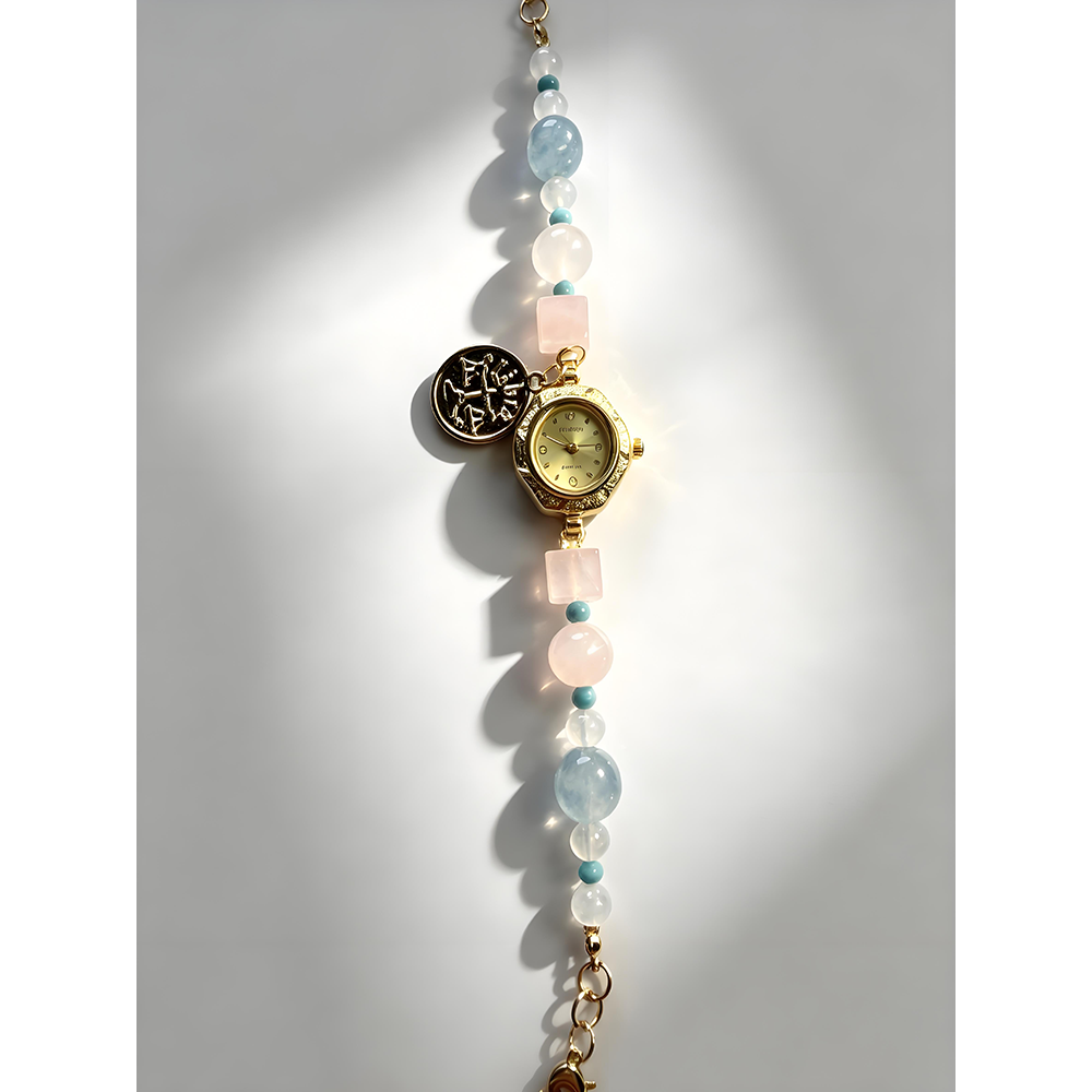 Libra Rose Quartz & Aquamarine Energy Watch